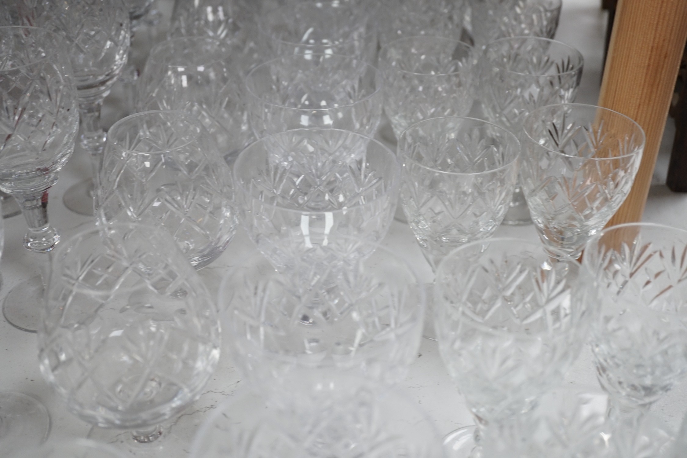 A collection of Royal Doulton glassware, to include: wine glasses, brandy balloons, etc.